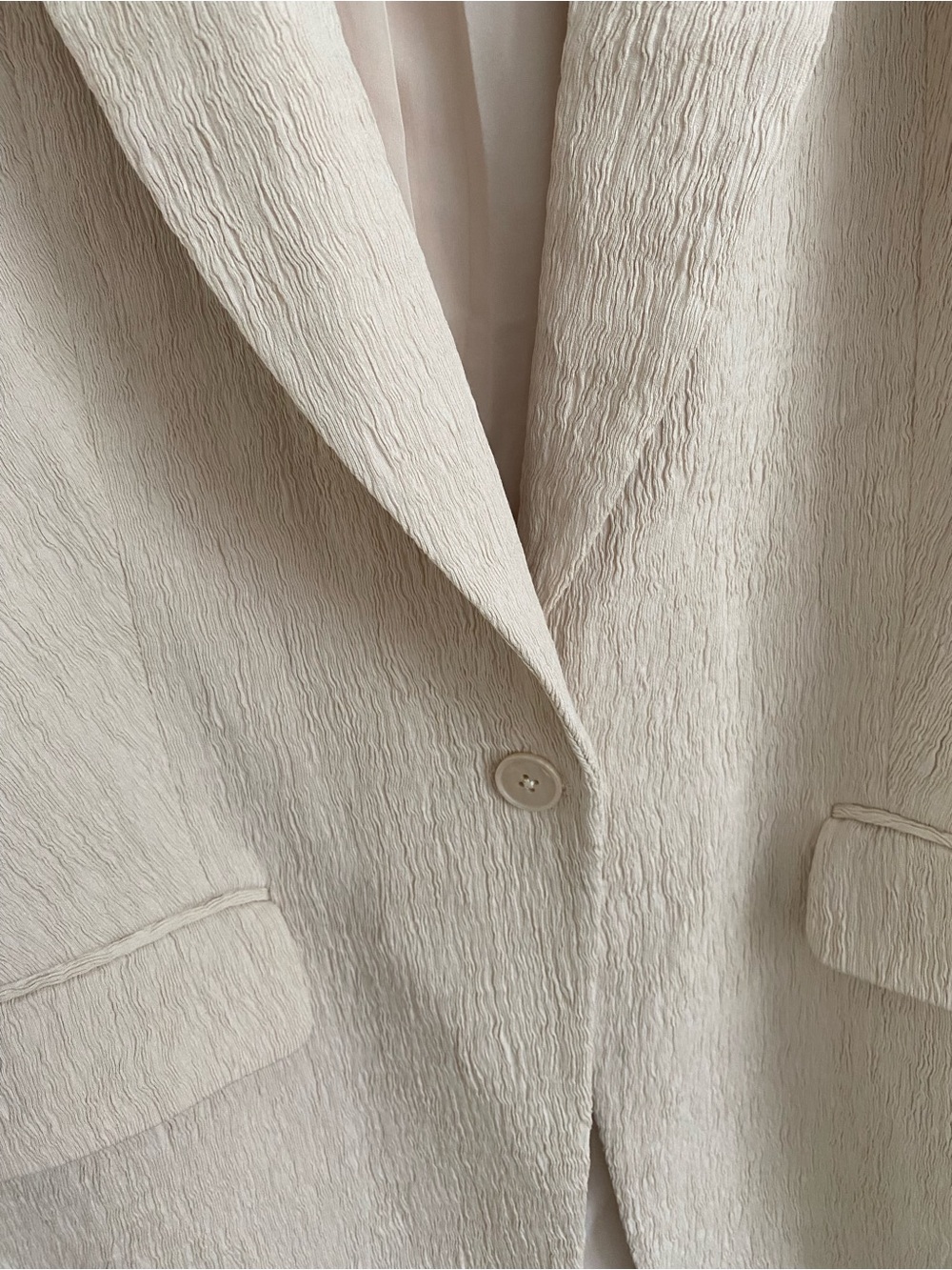 Express Cream Textured Single-Button Blazer - Picture 4 of 6